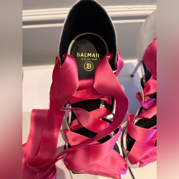 NWT RARE Balmain Exclusive Barbie Collection Patent Leather Lace Up Heels, 38 - Picture 8 of 13